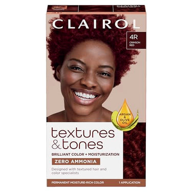 Clairol Textures & Tones Permanent Hair Color 4R Crimson Red – Zero Ammonia - ANNS BEAUTY SUPPLY